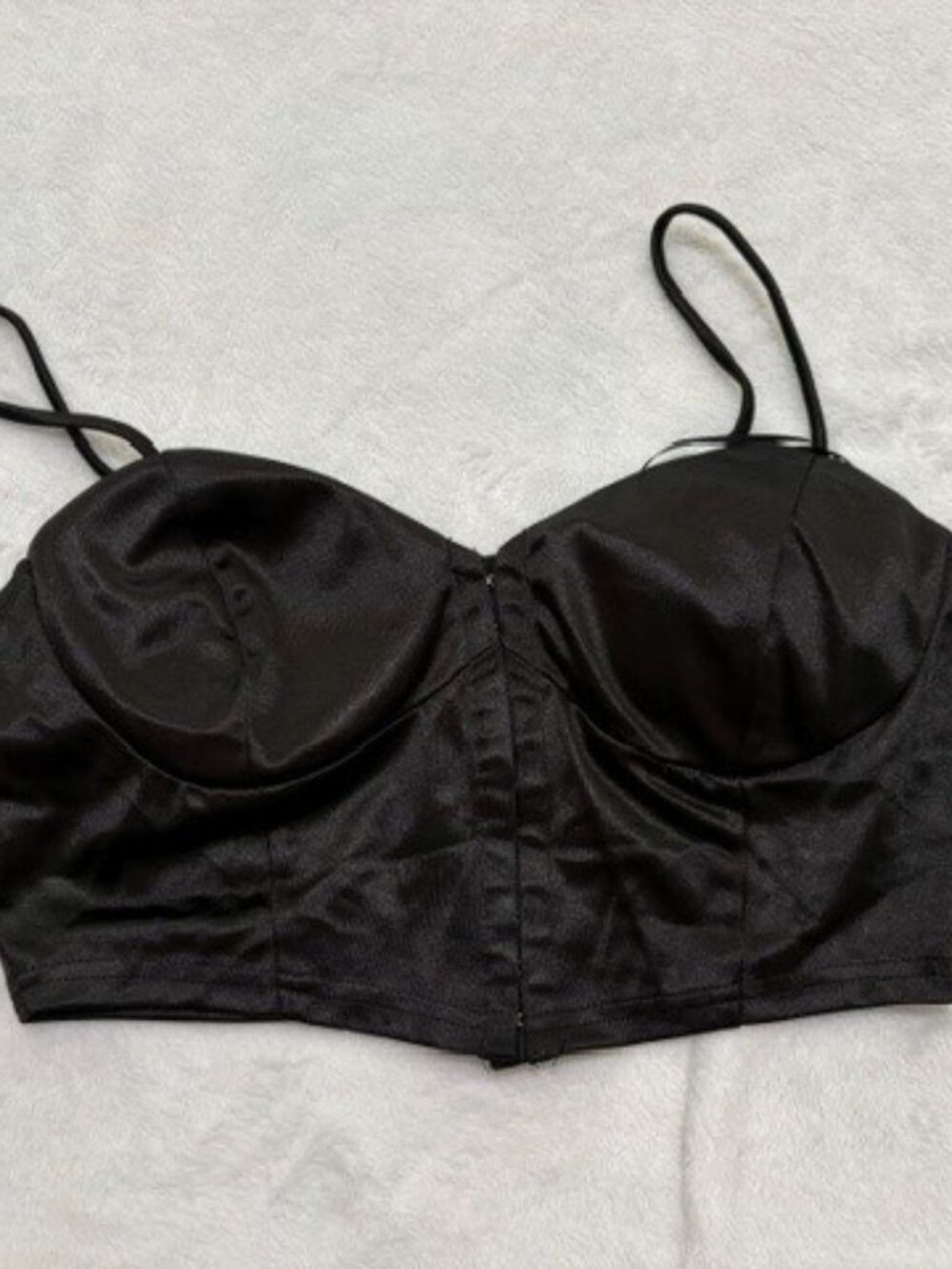 Privy black corset style top with the clasps in front